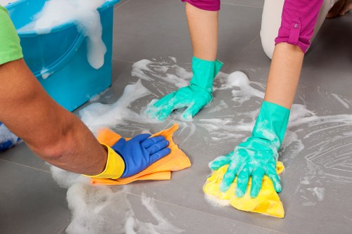 Wet floor warning during cleaning work