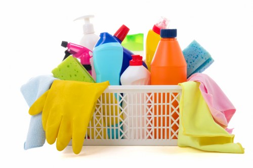 Cleaning team communicating safety procedures on site